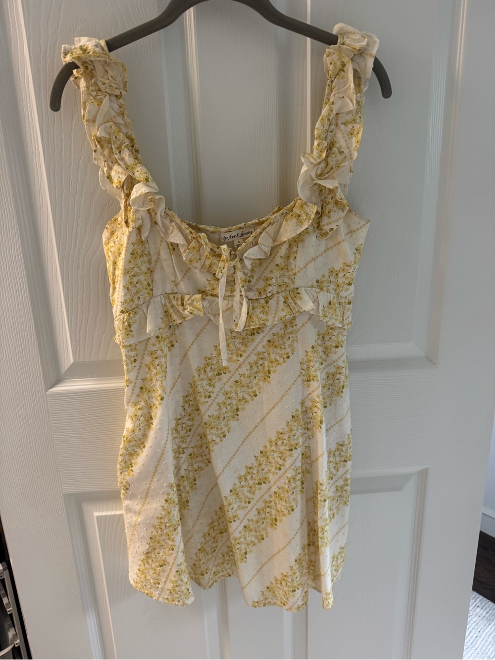For Love and Lemons Yellow and White Floral Dress